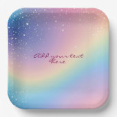 Rainbow Unicorn Glitzer Pappteller (Vorderseite)