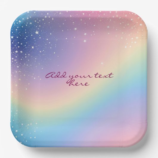 Rainbow Unicorn Glitzer Pappteller (Vorderseite)