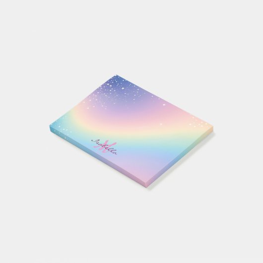 Rainbow Unicorn Glitzer Post-it Klebezettel (angewinkelt)