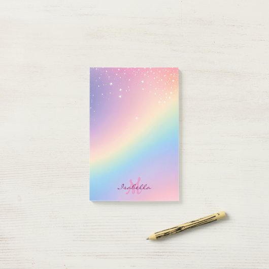 Rainbow Unicorn Glitzer Post-it Klebezettel (Auf Schreibtisch)