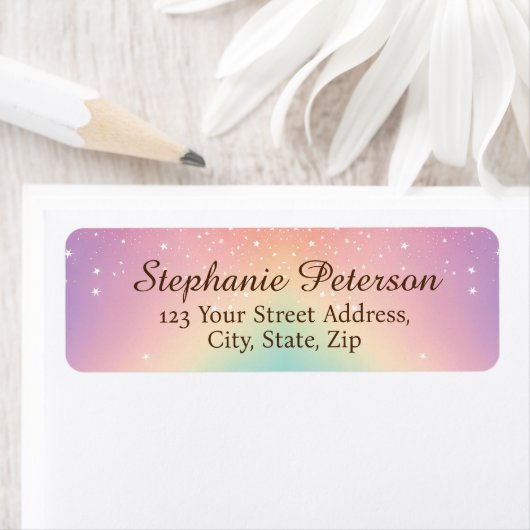 Rainbow Unicorn Glitzer Rücksendeadresse (Insitu)