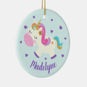 Rainbow Unicorn Glitzer Weihnachts Aqua Keramik Ornament (Rechts)