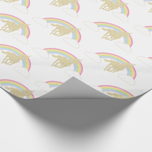 Rainbow Unicorn Glitzer Wrapping Paper Geschenkpapier (Ecke)