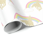 Rainbow Unicorn Glitzer Wrapping Paper Geschenkpapier (Rolleneckpunkt)