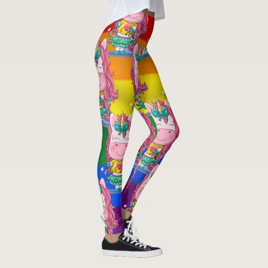 Rainbow Unicorn Glitzern Leggings (Rechts)
