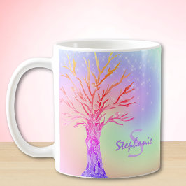 Rainbow Unicorn Glitzern Monogram Girl's Kaffeetasse