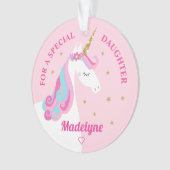 Rainbow Unicorn Gold Glitzer Daughter Pink Ornament (Vorderseite)