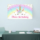 Rainbow Unicorn Gold Glitzer Girl Birthday Banner (Messeveranstaltung)
