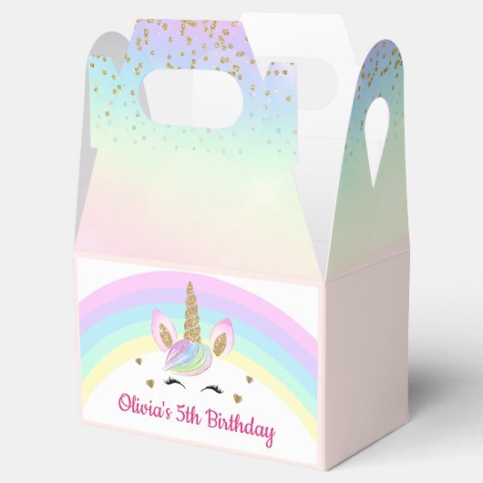 Rainbow Unicorn Gold Glitzer Girl Birthday Geschenkschachtel (Geöffnet)