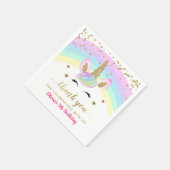 Rainbow Unicorn Gold Glitzer Girl Birthday Paper Serviette (Ecke)