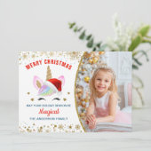 Rainbow Unicorn Gold Magische Weihnachten 2 Foto (Stehend Vorderseite)