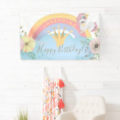 Rainbow unicorn Happy Birthday floral niedlich Banner (Insitu)