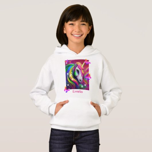 Rainbow Unicorn Head Hoodie (Vorne ganz)