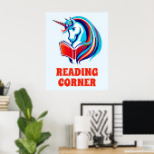 Rainbow Unicorn Head Reading Poster (Heimbüro)