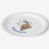 Rainbow Unicorn Heart Paper Plate Pappteller (Schrägansicht)
