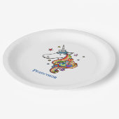 Rainbow Unicorn Heart Paper Plate Pappteller (Schrägansicht)
