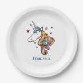 Rainbow Unicorn Heart Paper Plate Pappteller (Vorderseite)