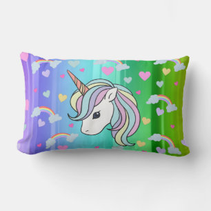 Rainbow Unicorn Hörer Print Lumbar Kissen