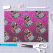 Rainbow Unicorn Hot Pink Glitzer Birthday Wrapping Seidenpapier (Handwerk)