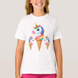 Rainbow Unicorn Ice Cream Girl Kawaii Fantasy Tee