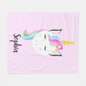 Rainbow Unicorn Illustration Personalisiertes Baby Fleecedecke (Vorderseite (Horizontal))