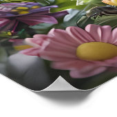 Rainbow Unicorn in Blume Wiese - Fantasy Pastel Poster (Ecke)