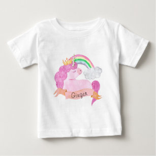 🌈 Rainbow Unicorn Individuelle Name   Baby T-shirt