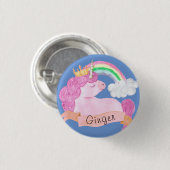 🌈 Rainbow Unicorn Individuelle Name Button (Vorne & Hinten)