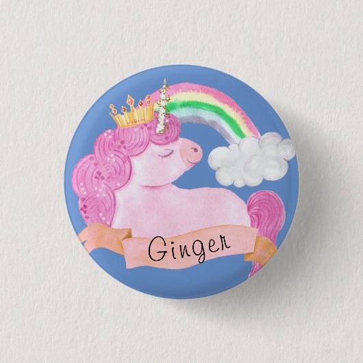 🌈 Rainbow Unicorn Individuelle Name Button (Vorderseite)