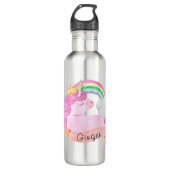🌈 Rainbow Unicorn Individuelle Name Edelstahlflasche (Vorderseite)