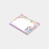 Rainbow Unicorn Individuelle Name Floral Kids Scho Post-it Klebezettel (angewinkelt)