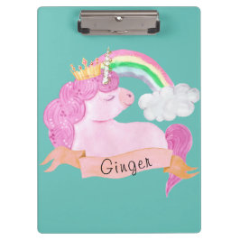 🌈 Rainbow Unicorn Individuelle Name      Klemmbrett