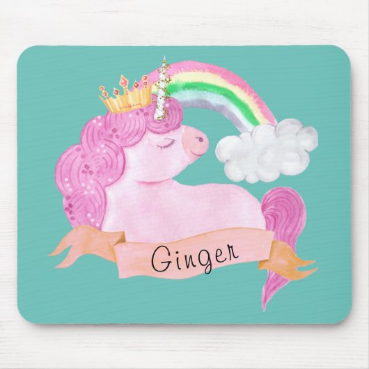 🌈 Rainbow Unicorn Individuelle Name Mousepad (Vorne)