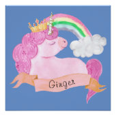 🌈 Rainbow Unicorn Individuelle Name Poster (Vorderseite)
