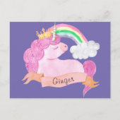🌈 Rainbow Unicorn Individuelle Name Postkarte (Vorderseite)