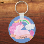 🌈 Rainbow Unicorn Individuelle Name Schlüsselanhänger (Vorderseite)