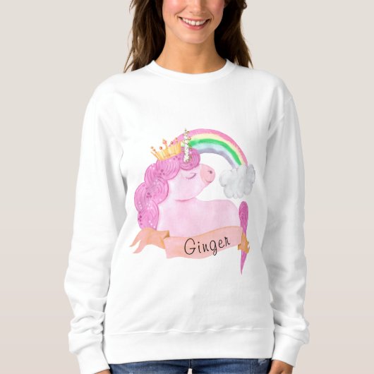 🌈 Rainbow Unicorn Individuelle Name    Sweatshirt (Vorderseite)
