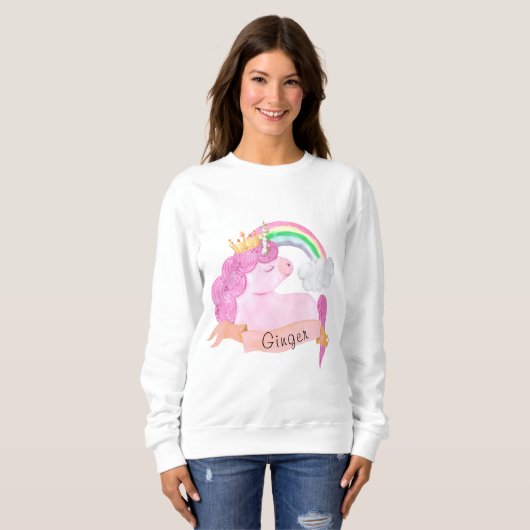 🌈 Rainbow Unicorn Individuelle Name    Sweatshirt (Vorne ganz)