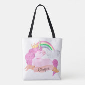 🌈 Rainbow Unicorn Individuelle Name Tasche (Rückseite)