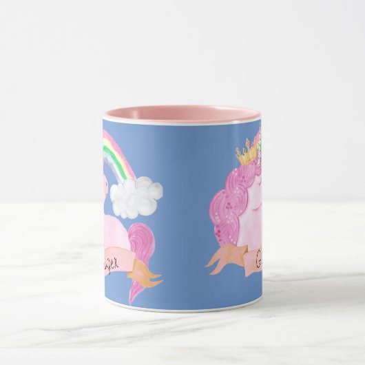 🌈 Rainbow Unicorn Individuelle Name      Tasse (Zentrum)