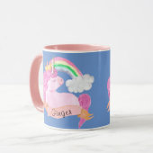 🌈 Rainbow Unicorn Individuelle Name Tasse (Vorderseite Links)