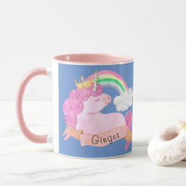 🌈 Rainbow Unicorn Individuelle Name Tasse