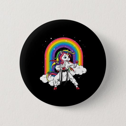 Rainbow Unicorn Karate Taekwondo Mixed Martial Art Button (Vorderseite)
