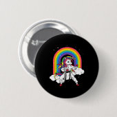 Rainbow Unicorn Karate Taekwondo Mixed Martial Art Button (Vorne & Hinten)
