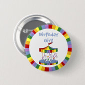 Rainbow Unicorn Karousel Geburtstag Button (Vorne & Hinten)