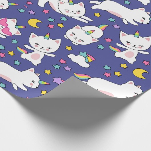 Rainbow Unicorn-Kätzchen Geschenkpapier (Ecke)