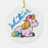 Rainbow Unicorn Keramik Ornament (Vorne)
