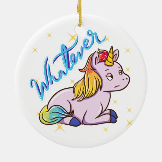 Rainbow Unicorn Keramik Ornament (Hinten)