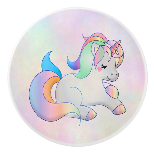 Rainbow Unicorn Keramikknauf (Vorderseite)