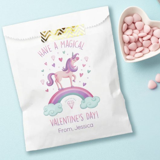 Rainbow Unicorn Kids Valentines Day Treat Bag Geschenktütchen